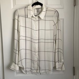 White and black sheer blouse